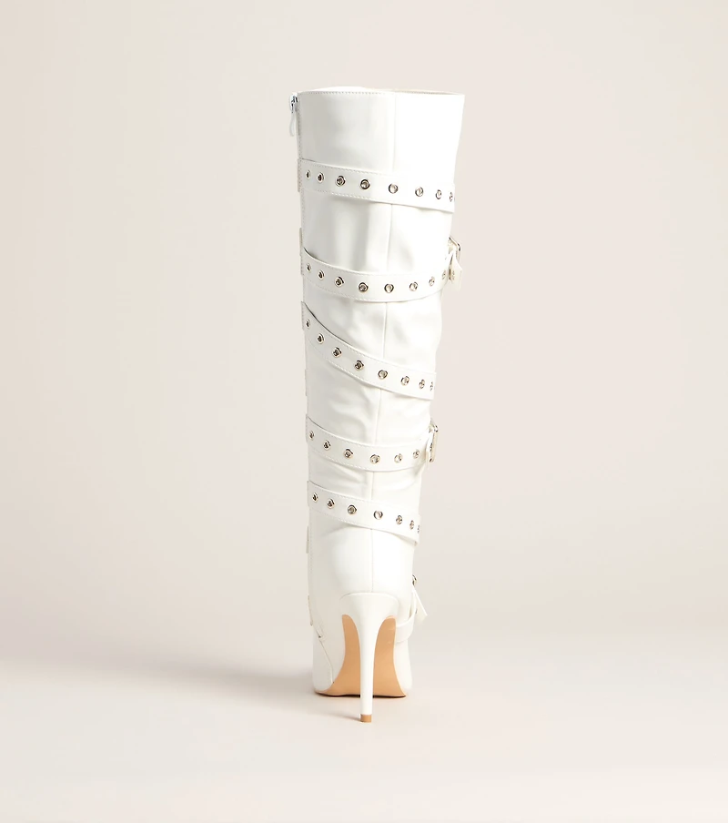 All Strapped Knee-High Heels
