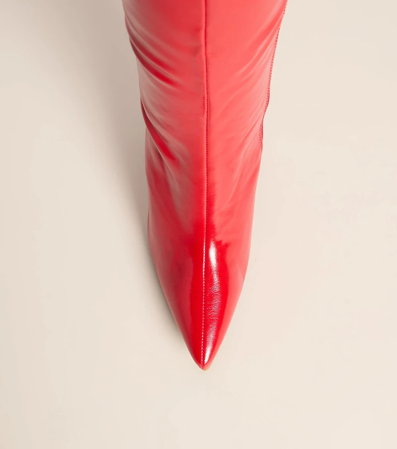 Glossed Up Patent Knee High Stiletto Boots