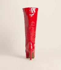 Glossed Up Patent Knee High Stiletto Boots