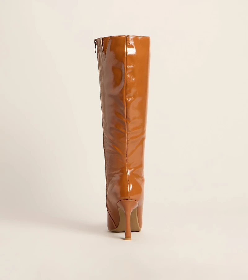 Glossed Up Patent Knee High Stiletto Boots