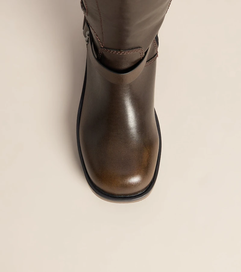 Fast Lane Buckled Moto Knee High Boots
