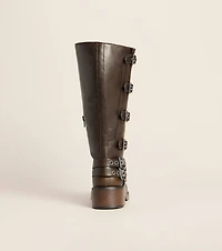 Fast Lane Buckled Moto Knee High Boots