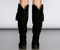 Flat Knee High Suede Boots
