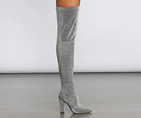 No Joke Glitter Thigh High Boots