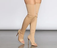 Thigh High Peep Toe Stiletto Boots