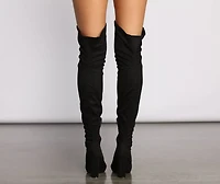 Faux Suede Over The Knee Block Heel Boots