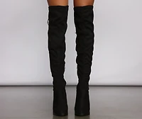 Over The Knee Stacked Block Heeled Boots