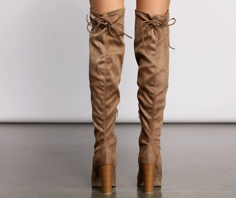 Over The Knee Stacked Block Heeled Boots