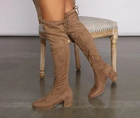 Stylish Must-Have Over The Knee Block Heel Boots