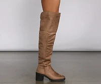Faux Suede Over The Knee Lug Sole Boots