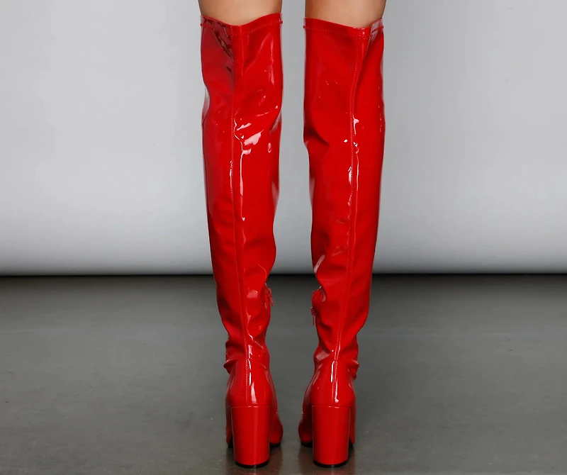 So Seductive Patent Leather Thigh-High Boots