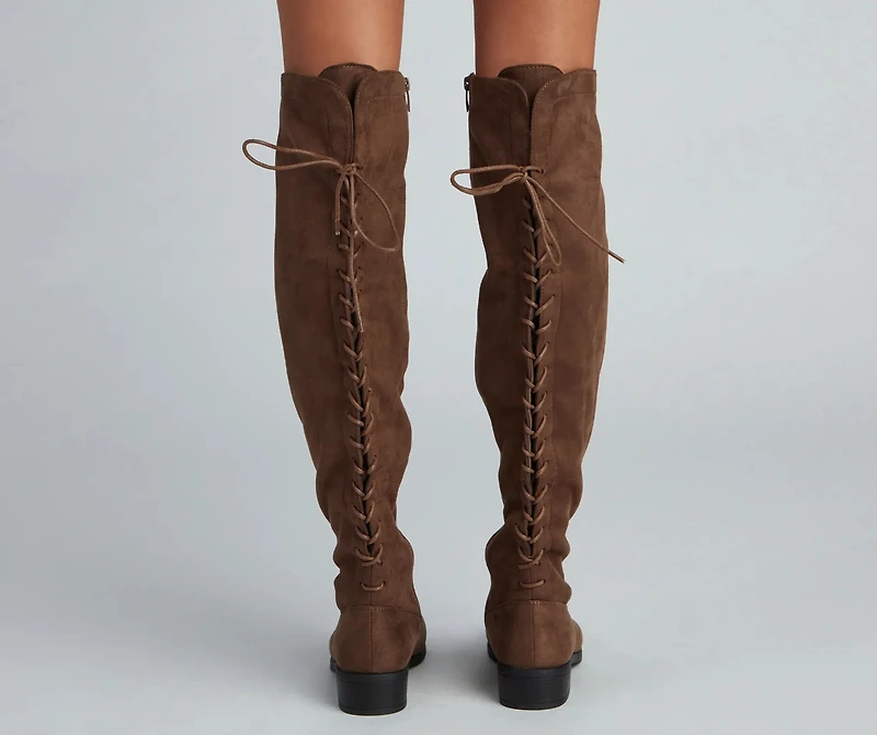 Walk It Out Faux Suede Lace Up Boots