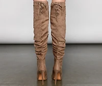 Run This Town Lace-Up Scrunched Boots