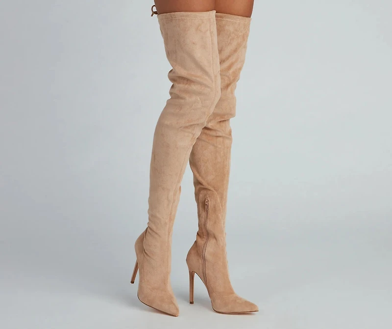 Raising The Bar Faux Suede Stiletto Boots