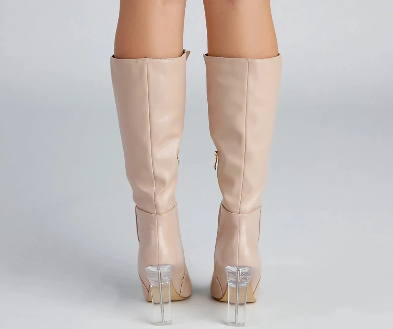 Clearly Chic Lucite Heel Boots