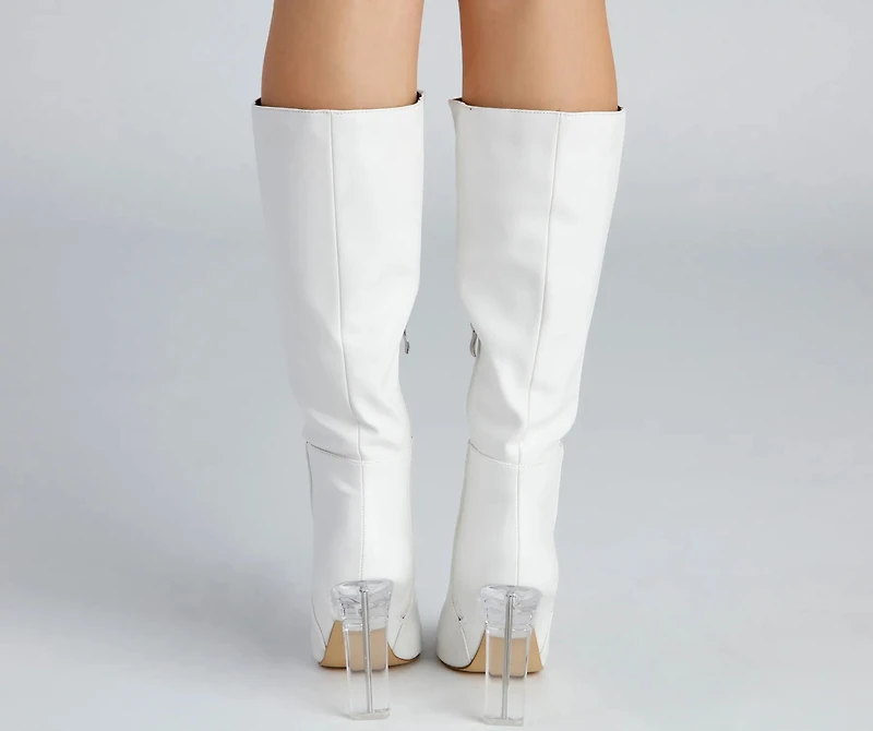 Clearly Chic Lucite Heel Boots