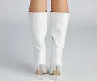Clearly Chic Lucite Heel Boots