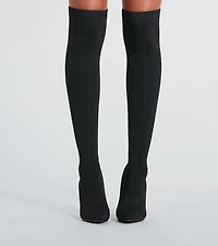 Knit Girl Thigh-High Block Heel Boots