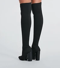 Knit Girl Thigh-High Block Heel Boots