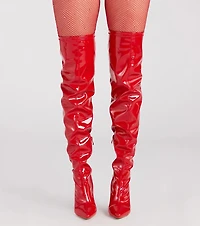 High Standards Patent Thigh-High Stiletto Boots