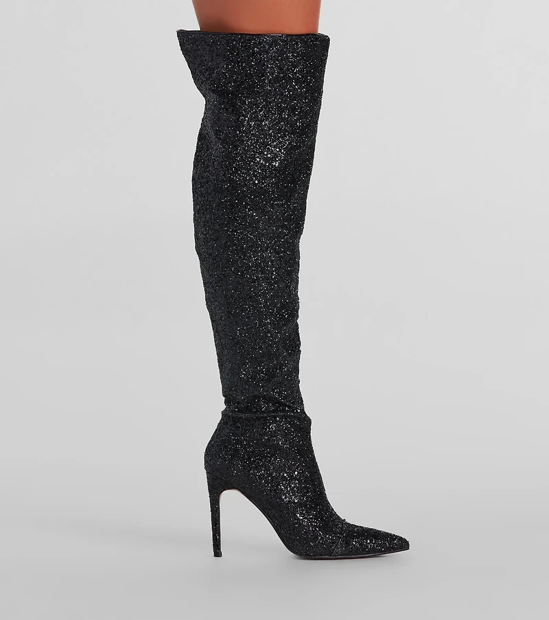 Truly Sparkled Glitter Over-The-Knee Boots