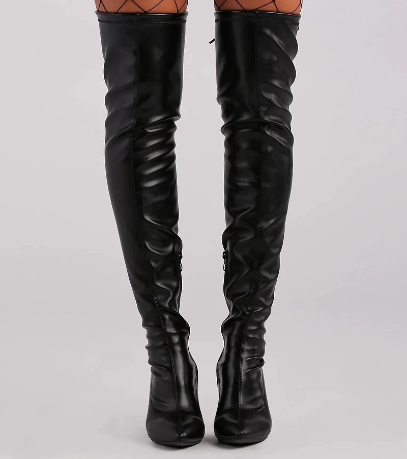 High Ambition Faux Leather Thigh-High Boots