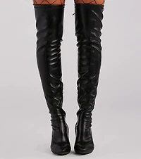 High Ambition Faux Leather Thigh-High Boots