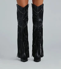Edgy Country Babe Fringe Western Boots