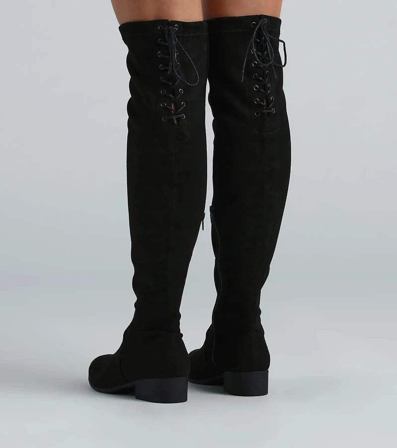 Love Lace-Up Knee High Boots