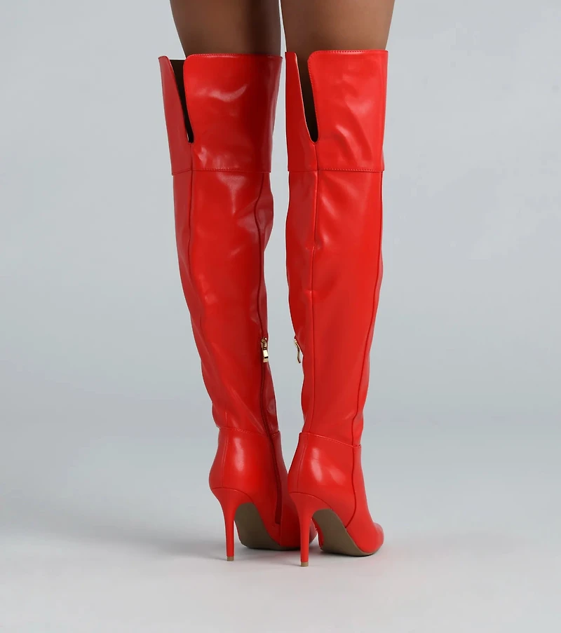 Dare To Be Bold Faux Leather Over-The-Knee Boots