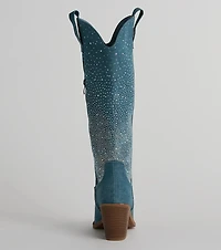 Upbeat Glam Rhinestone Denim Cowboy Boots