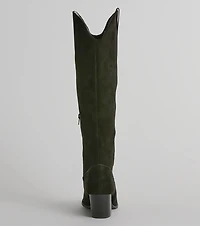 Get Struttin' Under-The-Knee Faux Suede Cowboy Boots