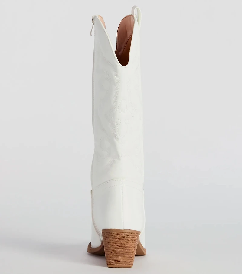 What A Beaut Faux Leather Cowboy Boots