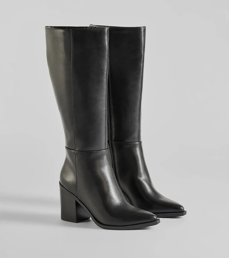 High Fashion Under-The-Knee Faux Leather Boots