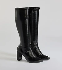 Sleek Strut Faux Leather Under-The-Knee Boots