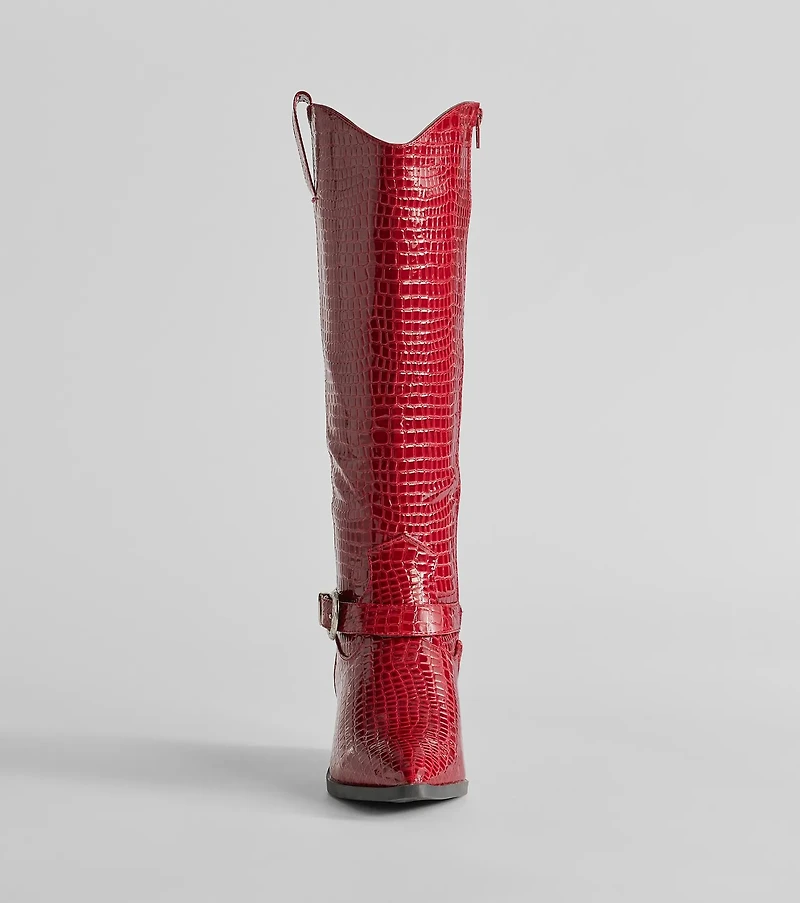 Desert Sun Western Buckle Under-The-Knee Boots