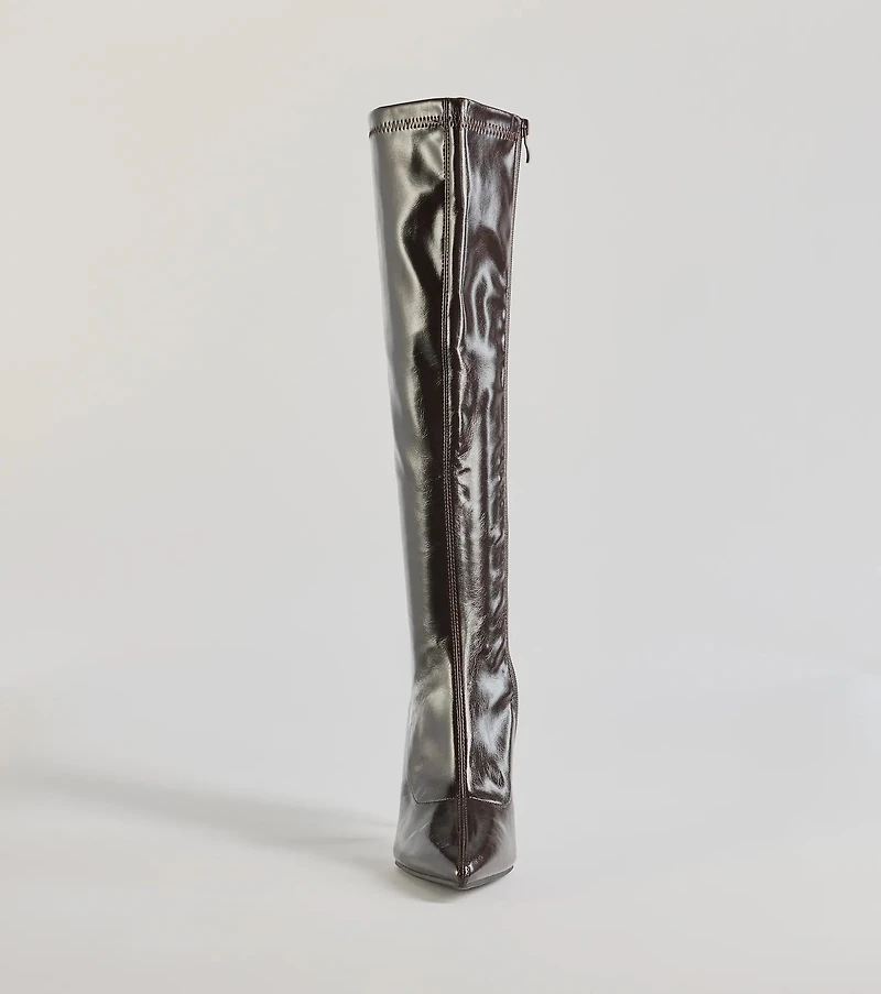 Major Strut Faux Leather Knee-High Stiletto Boots