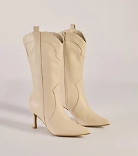 Sleek Stride Faux Leather Stiletto Western Boots