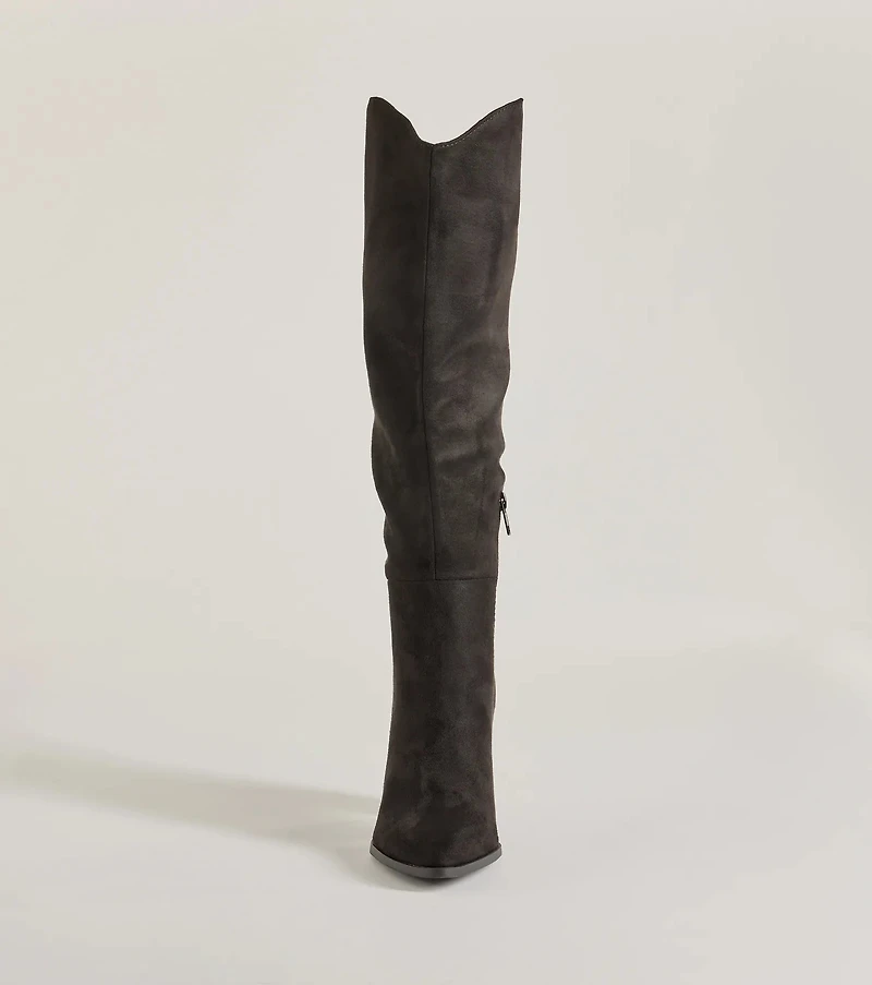 Chic Statement Faux Suede Knee-High Boots