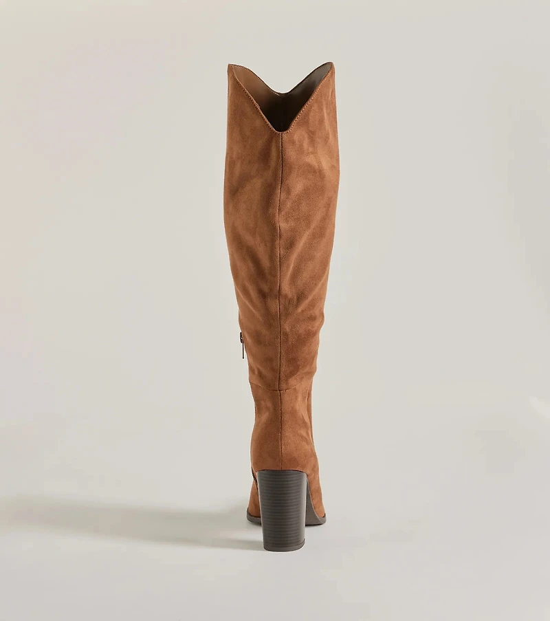 Chic Statement Faux Suede Knee-High Boots