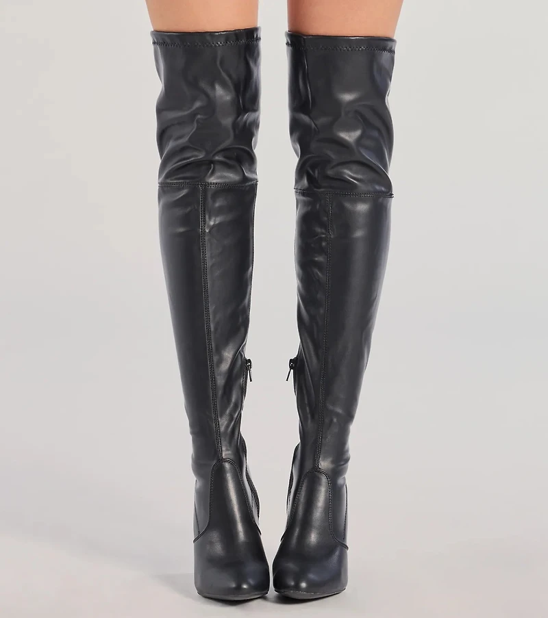 Chic Slay Over-The-Knee Block Heel Boots