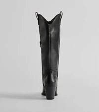 Western Sleek Knee-High Block Heel Boots