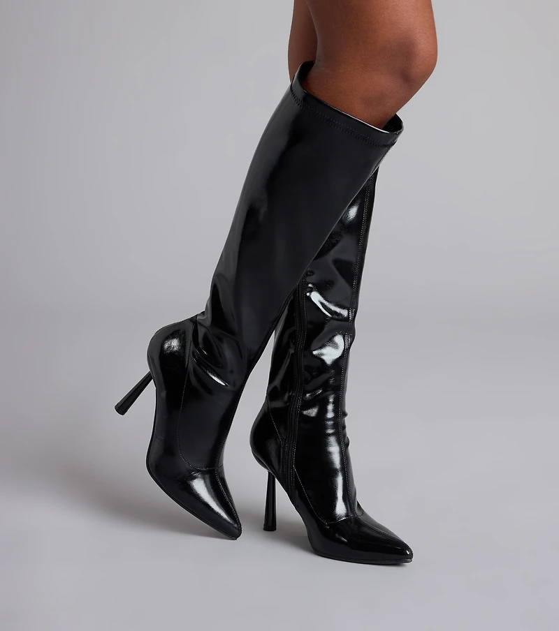 Major Strut Faux Leather Knee-High Stiletto Boots