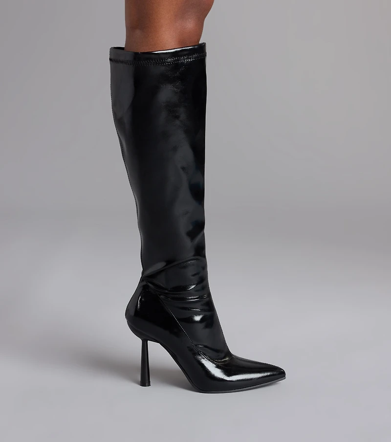 Major Strut Faux Leather Knee-High Stiletto Boots