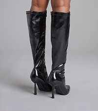 Major Strut Faux Leather Knee-High Stiletto Boots