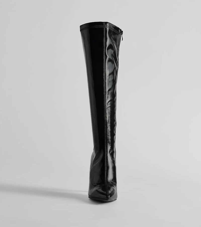 Major Strut Faux Leather Knee-High Stiletto Boots