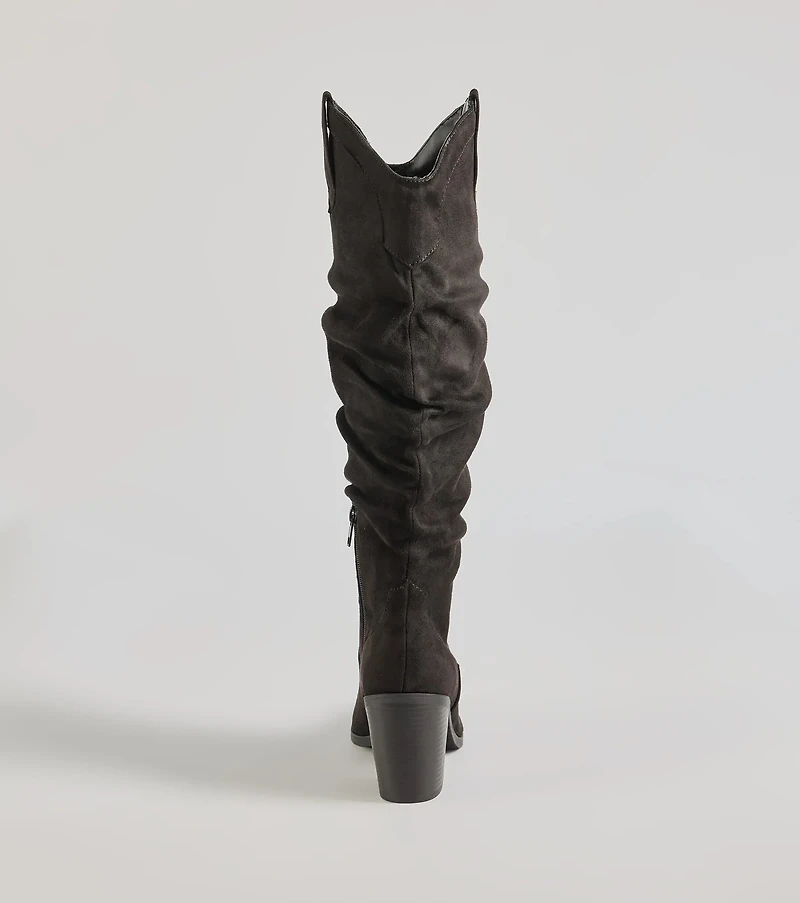 Strut Style Slouched Under-The-Knee Boots