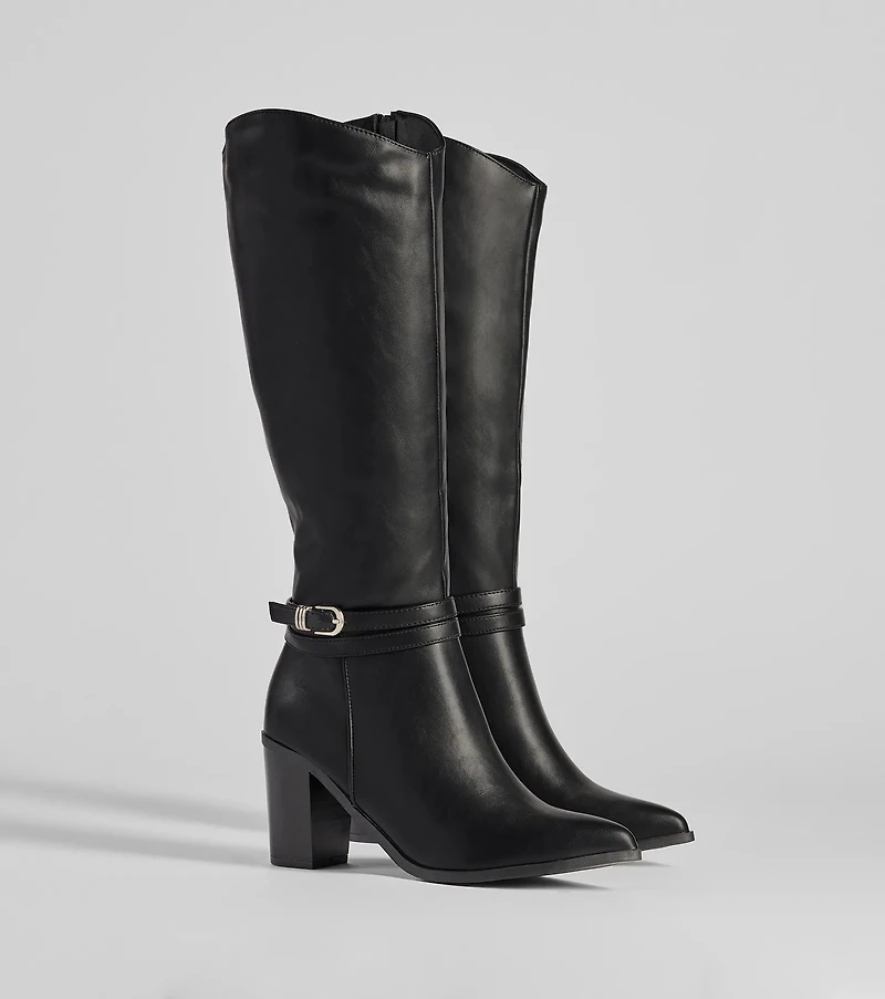 Strut The Streets Under-The-Knee Faux Leather Boots