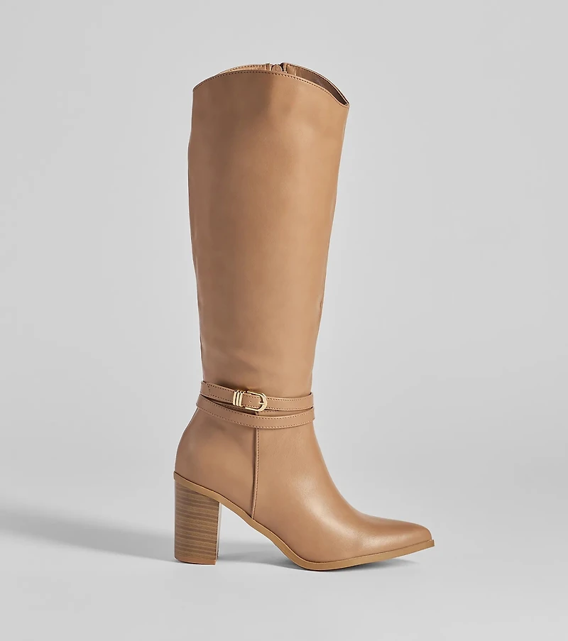 Chic Moves Under-The-Knee Buckle Boots