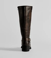 Edgy Look Under-The-Knee Moto Boots